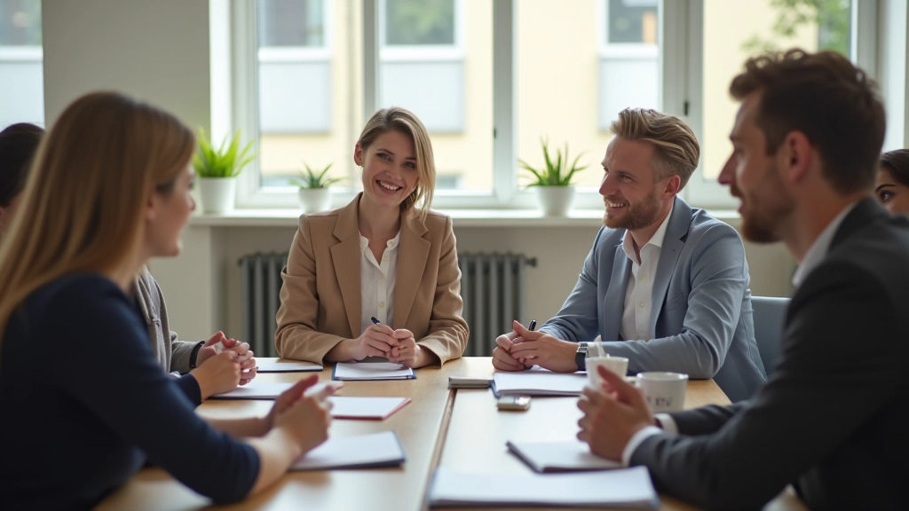 Een diverse groep studenten en docent in een moderne taalles