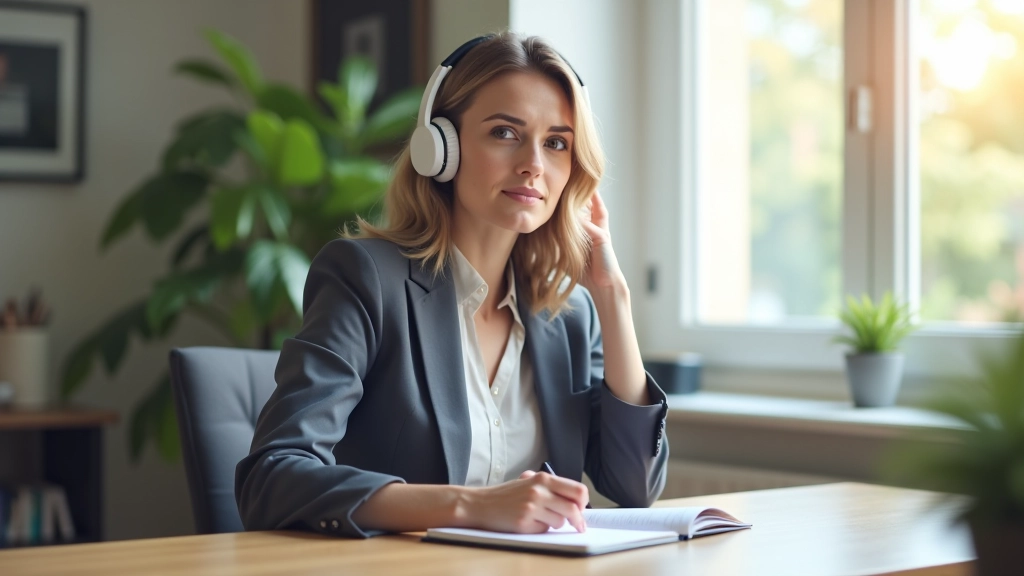 Person practicing presentation in front of mirror with notes